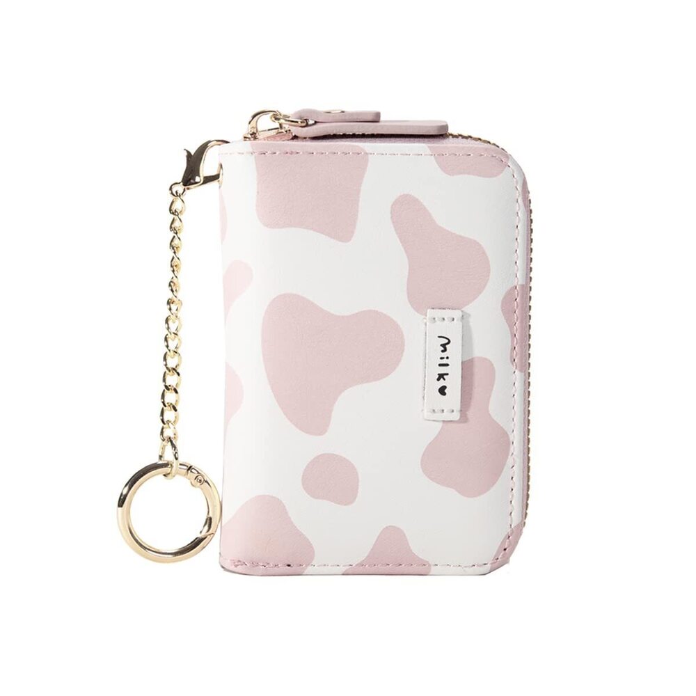 4964 Cute Cow Print Credit Card Holder- Accordian Zipper Card Case Wallet